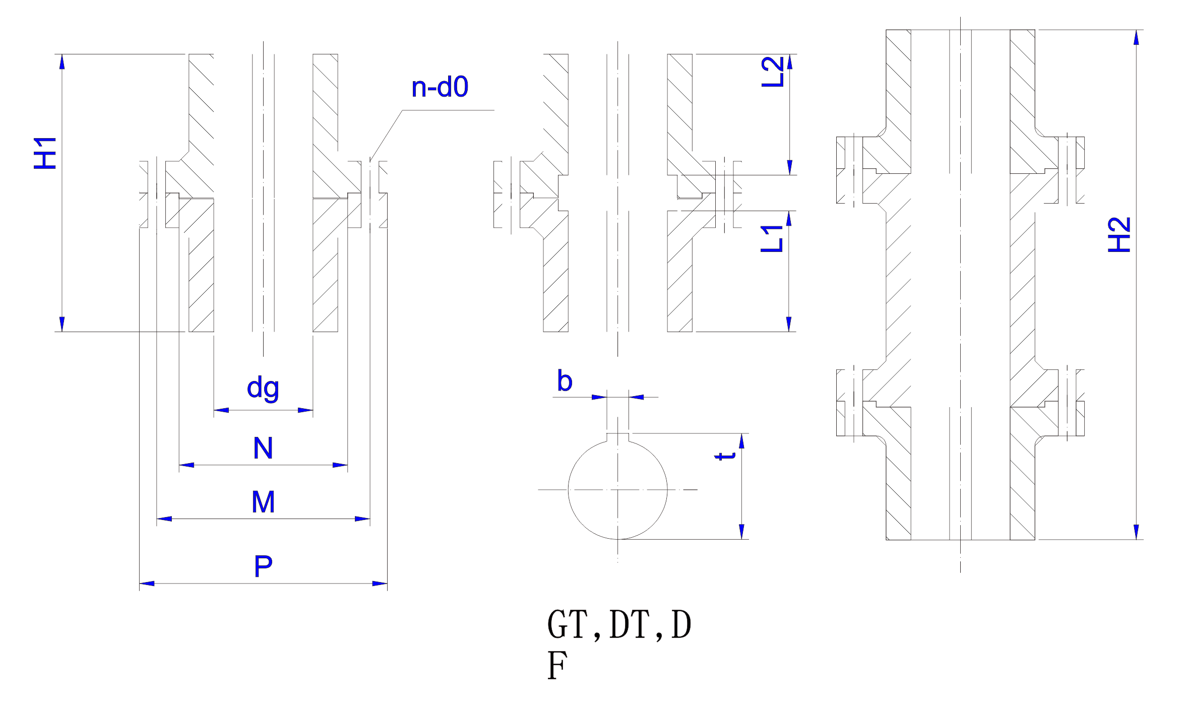  GT.DT.DF型单支点刚性凸缘联轴器设计图
