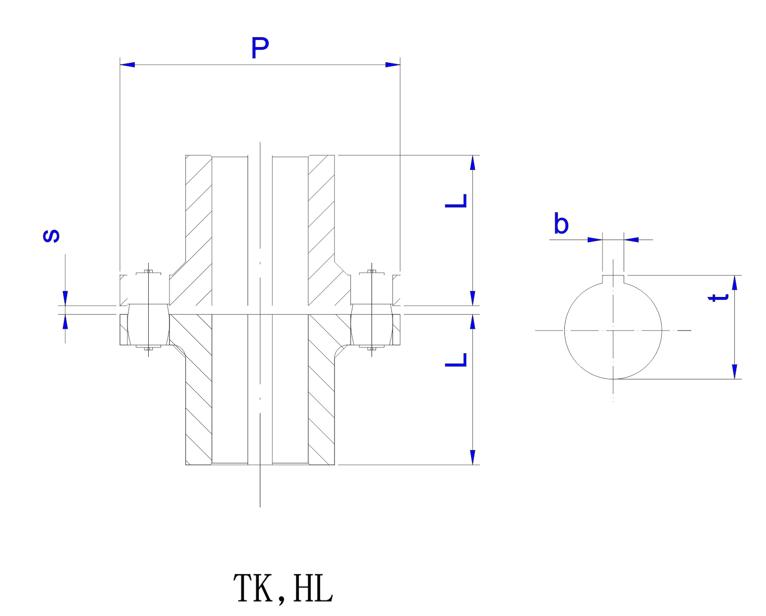   TK、HL型弹性双支点联轴器设计图